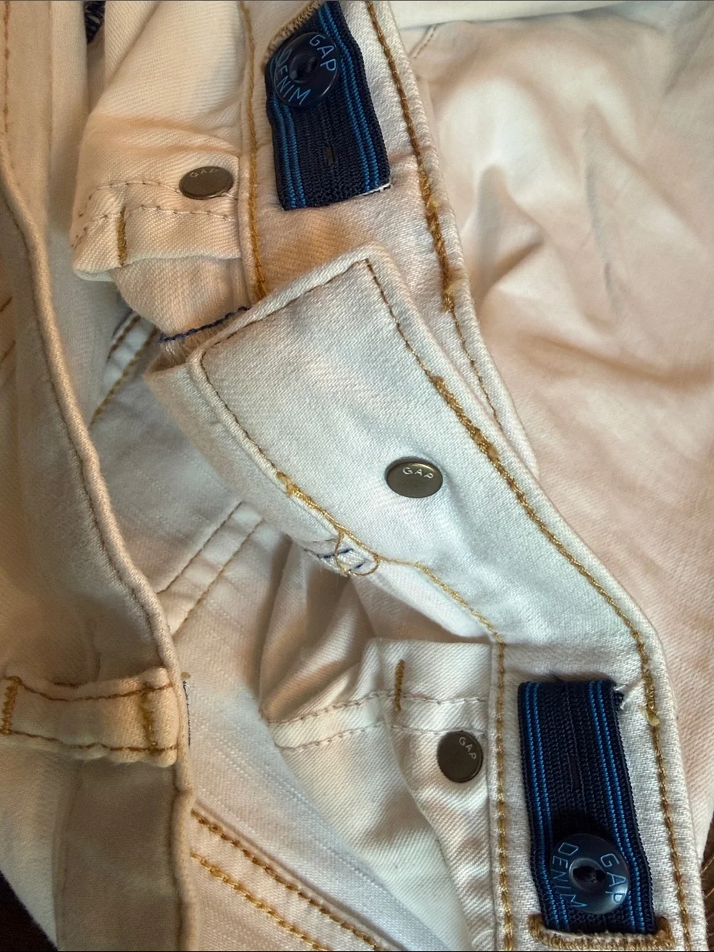 GAP Kids Ivory Ecru Stretch Slim Jeans Girls Size 16 Regular Adjustable Waist